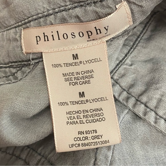 Philosophy Gray Chambray Shirt Dress Size Medium - Picture 7 of 7